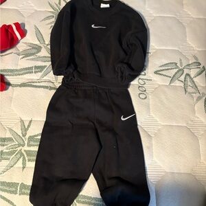 Nike Black Kids Sweat Set with White Swoosh